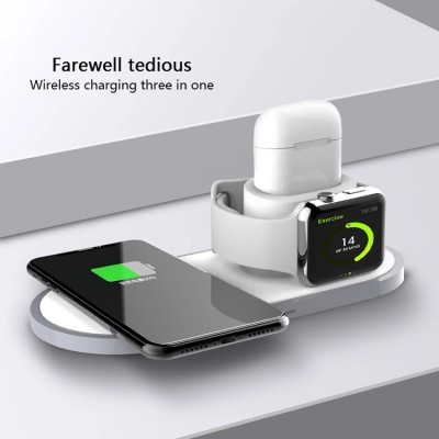 3 in 1 qi fast wireless car charger magnetic for smart phone watch earphones